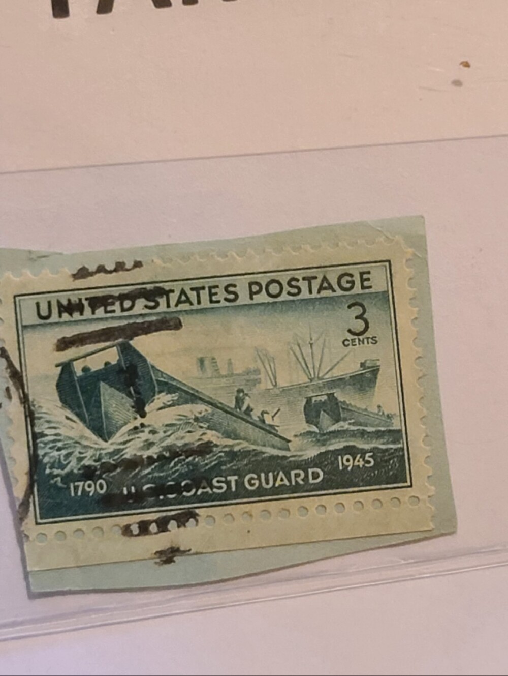 Unique Vintage Blue and White Postage Stamp